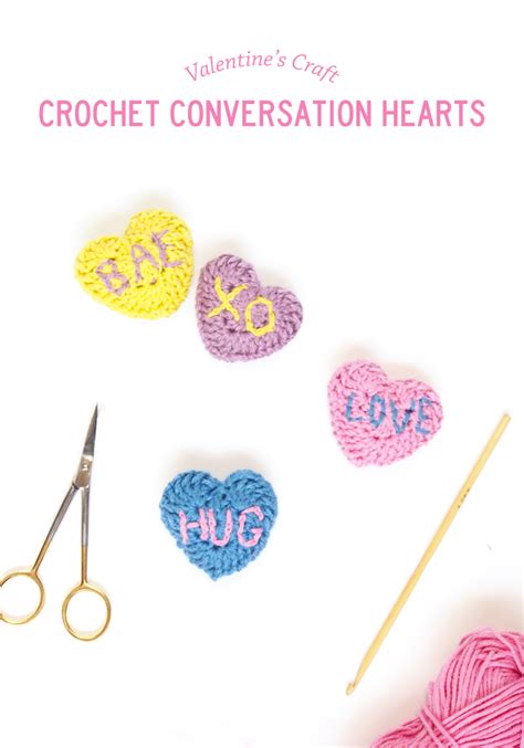 Here's how to start a convo with your crush. DIY Crochet Conversation Hearts | Diy crochet, Crochet