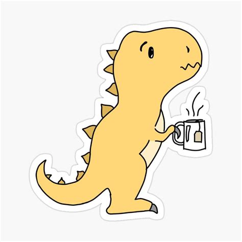 Yellow Tea Rex Dinosaur Sticker By Bassoongirl123 Dinosaur Stickers