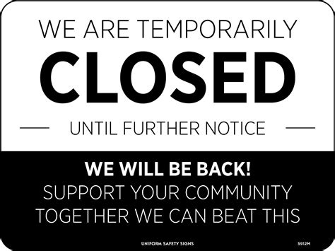We Are Temporarily Closed We Will Be Back Covid 19