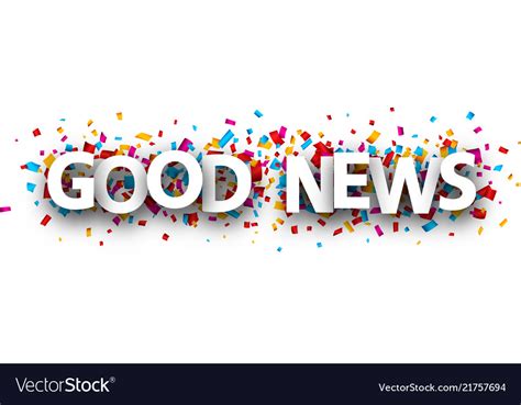 Good News Banner With Colorful Confetti Royalty Free Vector