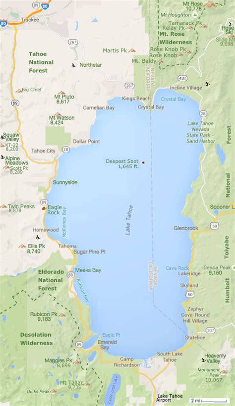 29 Lake Tahoe Elevation Map Maps Database Source