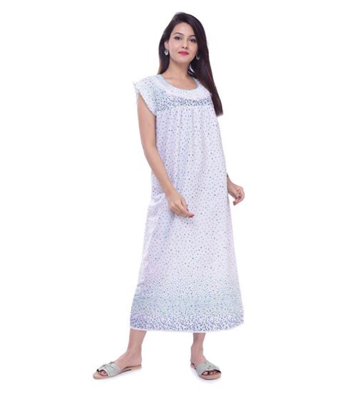 Buy Raj Cotton Nighty And Night Gowns White Online At Best Prices In India Snapdeal