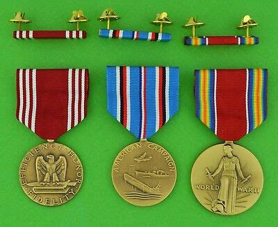 Wwii Army Medals Ribbons Good Conduct American Theater Ww Victory Ebay