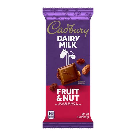 cadbury dairy milk milk chocolate fruit and nut candy individually wrapped 3 5 oz bar