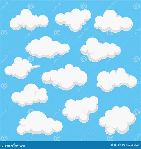 Collection Cloud Design Vector Illustration Background Cloud Blue Sky