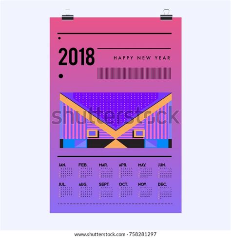 Set Wall Calendar 2018 Template Design Stock Vector Royalty Free