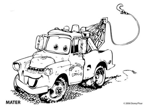Cars: Tow Mater Printable Colouring Page | eColoringPage.com- Printable Coloring Pages