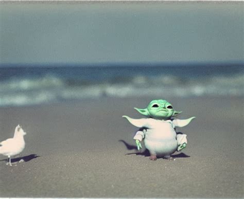 Krea Ai Polaroid Photograph Of A Very Detailed Baby Yoda