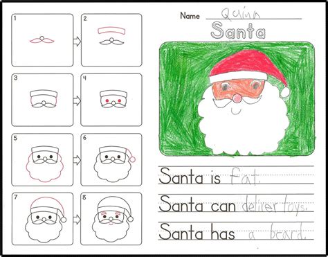 How To Draw Santa With Writing Prompt Directed Drawing Kindergarten