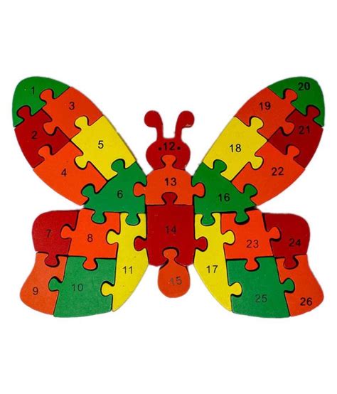 Tinykart Wooden Butterfly Jigsaw Puzzle 3d Blocks A Z Alphabet 1