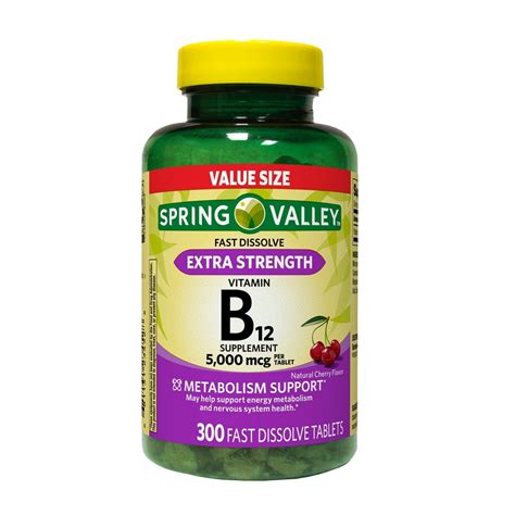 Spring Valley Extra Strength Vitamin B12 Tablets 5000 Mcg 300 Ct