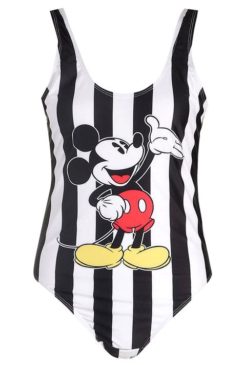 Disney Mickey Mouse Stripe Print Swimsuit Print Swimsuit Stripe