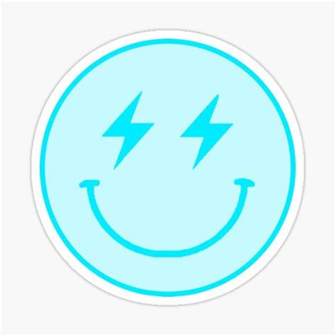 Light blue lightning bolt smiley face Sticker by Als10806 in 2021