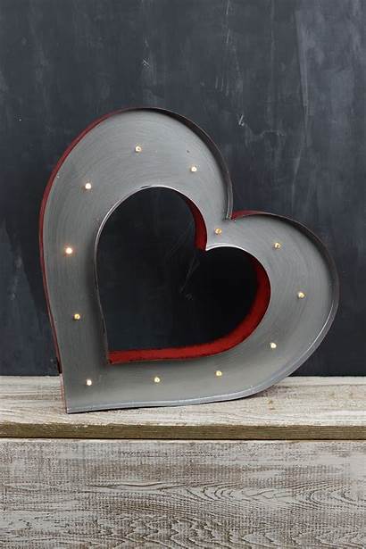 Heart Metal Sign Marquee Decor Forms Wood