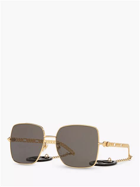 gucci gg0724s women s square sunglasses gold grey at john lewis and partners