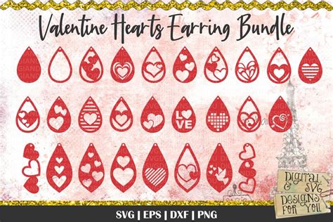 Valentine Hearts Earring Bundle Earrings Svg Cut Files