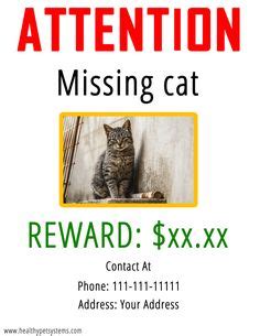 How to deal with a missing cat poster. GetMyCat Missing Cat Poster Template | DIY Cat Food ...