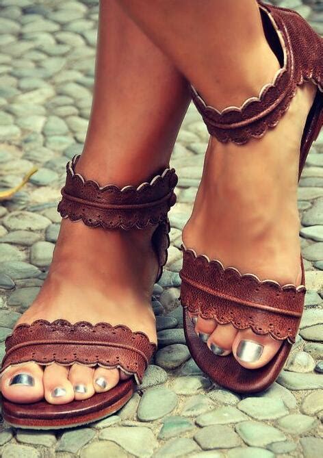 Summer Fashion Retro Brown Leather Women Open Toe Sandals