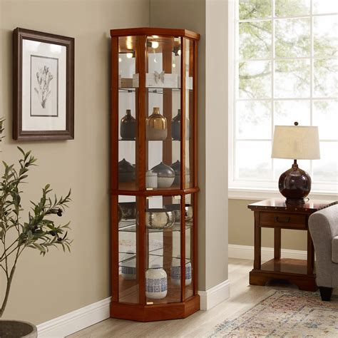 Buy Good Gracious Shelf Lighted Corner Curio Cabinet With