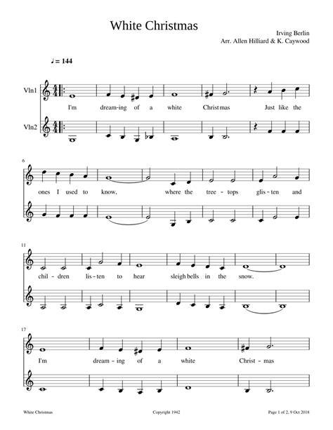 White Christmas Sheet Music For Violin Download Free In Pdf Or Midi