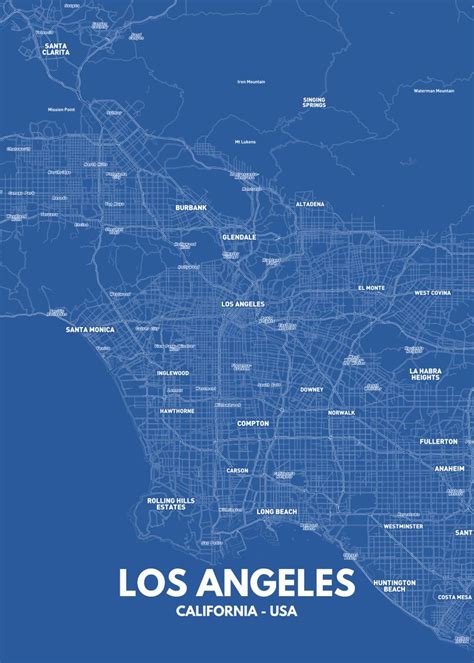Los Angeles City Map Poster By Ricardo Costa Displate