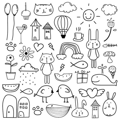 Hand Drawn Doodle Kids Clipart Doodle Clipart For Kids Etsy