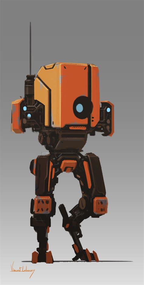 Artstation Orange Doodle Vincent Lebocey Robot Art Robot Concept