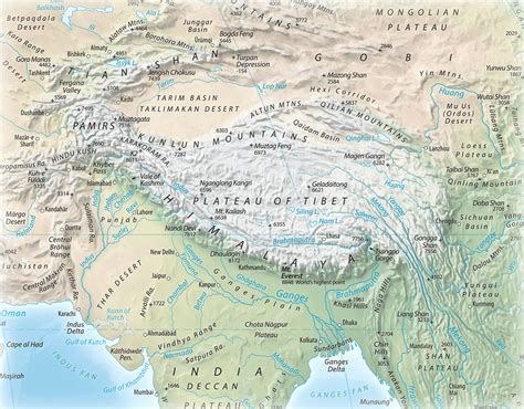 World Map Himalayan Mountains Location