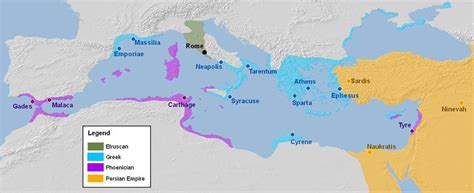 Overview Map Of The Entire Mediterranean Circa 500 Bc Tarentum Sardis