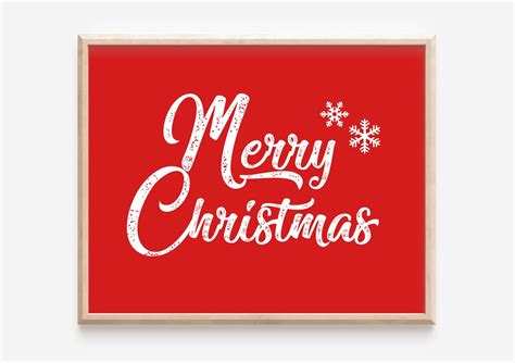 Merry Christmas Wall Art Instant Download Christmas Decor Etsy