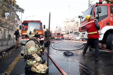 Firefighters Killed As Blazing Building Collapses In Iran Daily Mail