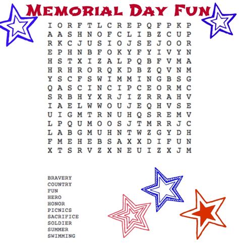 Memorial Day Word Search Nepa Mom