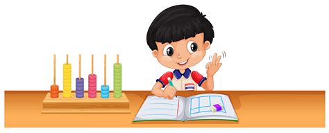 Boy Calculating Math On Desk 693443 Vector Art At Vecteezy
