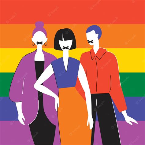 Premium Vector A Day Of Silence Lgbtq A Group Of People With Sealed