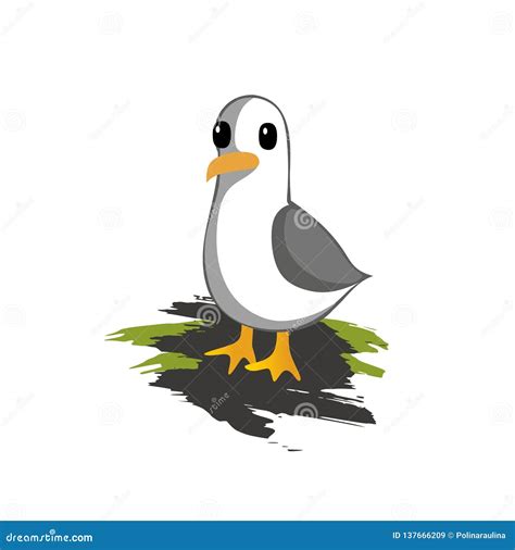 Cartoon Cute Vector Seagull Stock Illustration