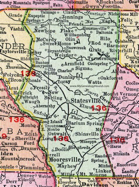 Iredell County North Carolina 1911 Map Rand Mcnally Statesville