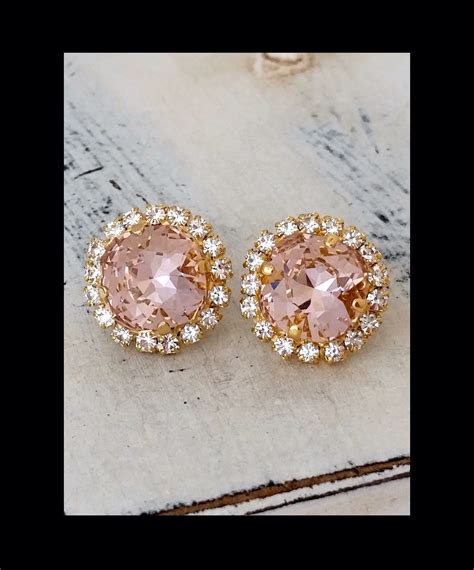 Morganite Earrings Pink Stud Earrings Bridal Earrings Crystal