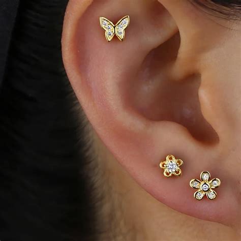 Evangeline Cute Butterfly Ear Piercing Jewelry Earring Studs In