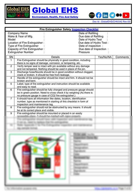 Solution Fire Extinguisher Inspection Checklist Global Ehs Chk Studypool