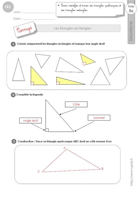 En général ce sont des enseignants qui ont ce genre d'idée alors bravo et merci pour cette belle idée. CE2: Exercices LES TRIANGLES ET TRIANGLES RECTANGLES
