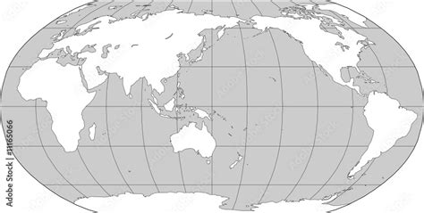 Robinson World Map Asia Centered Vector Illustration Stock Vector
