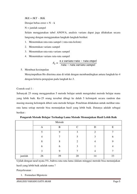 Kemendikbud tegaskan larangan tes calistung untuk masuk sd. Contoh Soal Analisis Variansi Satu Arah - Contoh Soal Terbaru