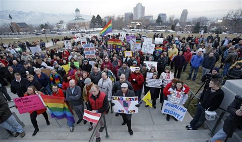 Supporters Opponents Of Gay Marriage Hold Opposing Rallies At Utah