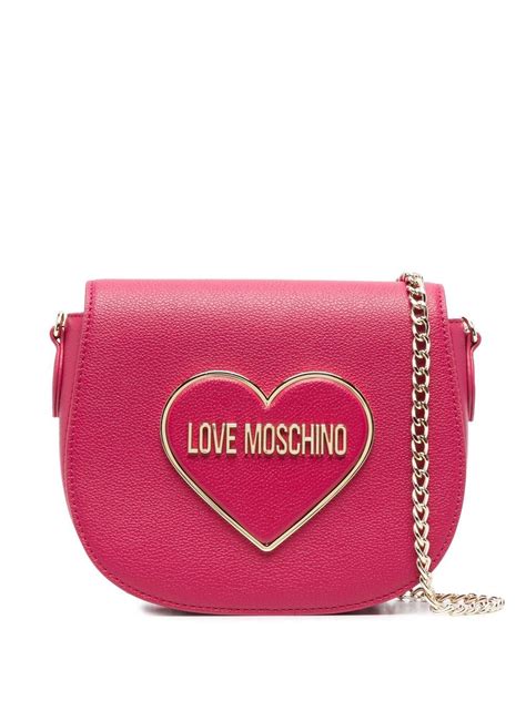 Love Moschino Logo Lettering Heart Crossbody Bag Farfetch