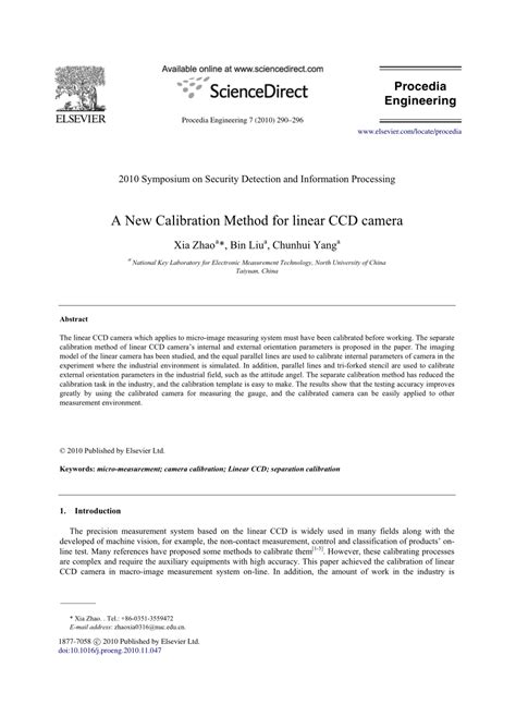 Pdf A New Calibration Method For Linear Ccd Camera