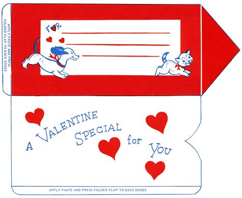 Vintage Valentine Clip Art Retro Valentine Envelope Puppy Kitten