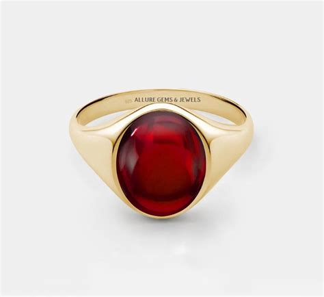 Mens Ruby Ring Gold Signet Ringred Gemstone Signet Ring Etsy