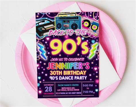 90s Birthday Invitation Party Invites Back To The 90s Etsy