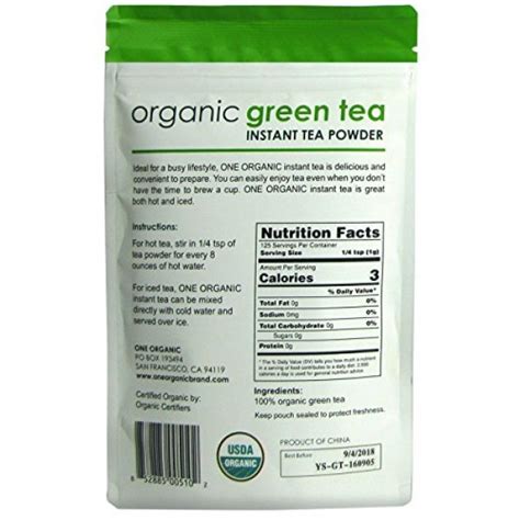 One Organic Instant Tea Powder Green 44 Oz 125