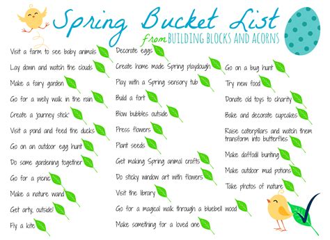 Spring Bucket List for Kids | Bucket list spring, Spring fun, Spring crafts